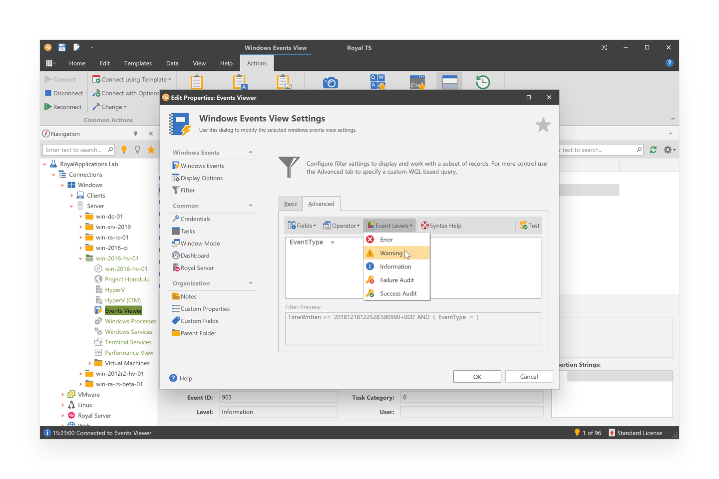 Windows Events: Advanced Filter